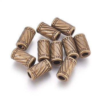 Tibetan Style Alloy Beads, Lead Free, Cadmium Free and Nickel Free, Column, Antique Bronze Color, 6mm in diameter, 11mm long, hole: 3mm
