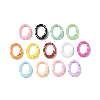 Spray Painted Alloy Spring Gate Rings, Oval, Mixed Color, 19.5x15x4.5mm