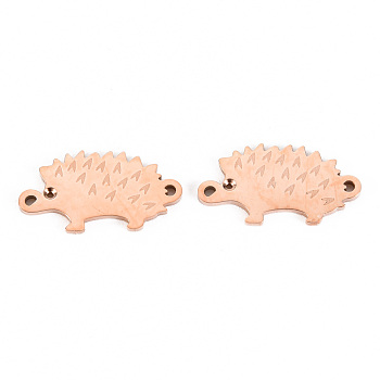 304 Stainless Steel Link Connector Rhinestone Settings, Laser Cut, Hedgehog, Rose Gold, Fit for 1mm Rhinestone, 16.5x9x1mm, Hole: 0.9mm