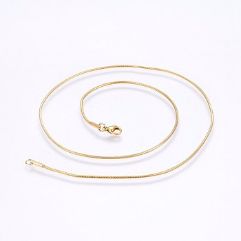 304 Stainless Steel Snake Chain Necklaces, with Lobster Claw Clasps, Golden, 17.7 inch(45cm), 1.2mm