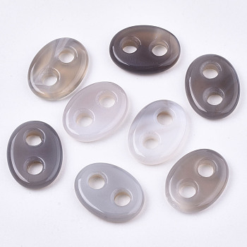 Natural Grey Agate Links Connectors, Oval, 24x18x5mm, Hole: 5mm