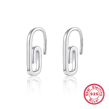 Rhodium Plated 925 Sterling Silver Vortex Dangle Earrings, Platinum, 20x8mm