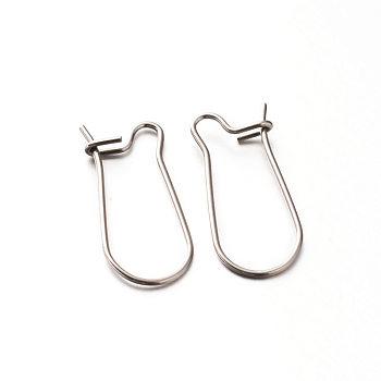 304 Stainless Steel Hoop Earrings Findings Kidney Ear Wires, Stainless Steel Color, 22 Gauge, 20x9x2mm, Pin: 0.6mm