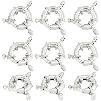 10Pcs Rack Plating Brass Spring Clasps, 925 Sterling Silver Plated, 13x5mm, Hole: 2mm