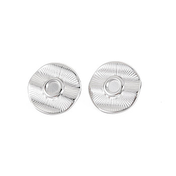304 Stainless Steel Stud Earring Findings, Earring Setting for Enamel, with Ear Nuts, Flat Round, Stainless Steel Color, 16mm, Pin: 0.7mm, Tray: 4mm