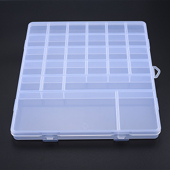 Rectangle Polypropylene(PP) Bead Storage Container, with Hinged Lid and 29 Compartments, for Jewelry Small Accessories, Clear, 23x19x1.8cm