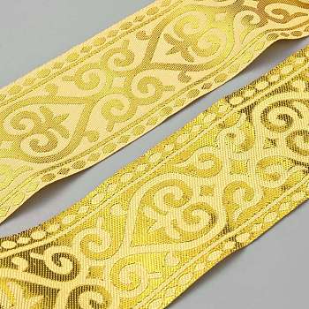 Ethnic Style Polyester Jacquard Flower Ribbon, Tyrolean Ribbon, Garment Accessories, Heart, 2 inch(50mm)