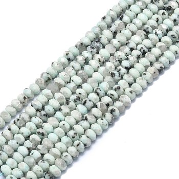Natural Sesame Jasper Beads Strands, Faceted, Rondelle, 6x4mm, Hole: 1mm, about 85~90pcs/strand, 15.55 inch(39.5cm)