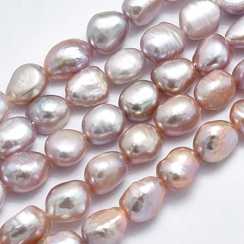 Natural Cultured Freshwater Pearl Beads Strands, Oval, Thistle, 10~14x7~9mm, Hole: 0.8mm, about 37~38pcs/strand, 13.7 inch~14.1 inch
