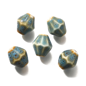 Handmade Porcelain Beads, Rhombus, Cadet Blue, 11.5x10mm, Hole: 2mm