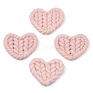Pink Heart Polymer Clay Cabochons