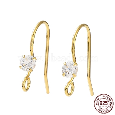 Real 18K Gold Plated Clear Sterling Silver+Cubic Zirconia Earring Hooks