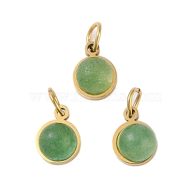 Golden Half Round Green Aventurine Charms