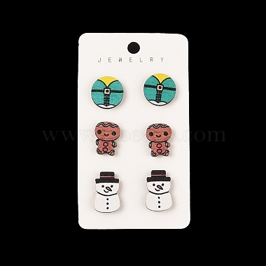 Mixed Color Mixed Shapes Wood Stud Earrings