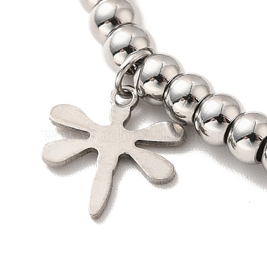 304 Libelle-Armband aus Edelstahl mit 201 runden Edelstahlperlen für Damen(BJEW-B057-22P)-2