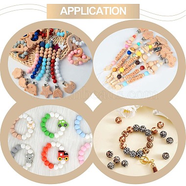 60 Pcs 15mm Silicone Beads Loose Silicone Beads Kit Leopard Print Silicone Beads for Keychain Making Bracelet Necklace(JX309A)-7