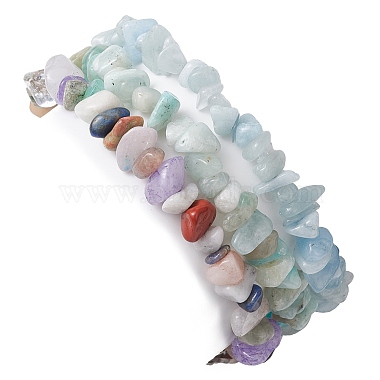 3pcs 3 ensembles de bracelets extensibles en aigue-marine naturelle et en amazonite fleurie(BJEW-JB11076-01)-5