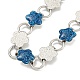 304 Stainless Steel Enamel Flower Link Chain Necklaces with Glitter Powder(NJEW-S431-05P-03)-2