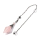 Pendules de radiesthésie pointus à facettes en losange en quartz rose naturel(G-Q184-05E-AS)-3