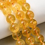 Natural Citrine Beads Strands, Round, Dyed & Heated, 8mm, Hole: 1mm, about 47pcs/strand, 14.9 inch(G-E326-8mm-01A)