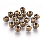Tibetan Style Beads, Zinc Alloy Beads, Cadmium Free & Nickel Free & Lead Free, Round, Antique Bronze Color, Size: about 7mm in diameter, hole: 3mm(MLF0239Y-NF)