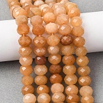 Natural Red Aventurine Beads Strands, Rondelle, Faceted, 8x5.5~6mm, Hole: 1mm, about 62pcs/strand, 15.04''(38.2cm)(G-B179-A05-6x8mm)