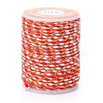 4-Ply Polycotton Cord with Metallic Thread, Handmade Macrame Cotton Rope, for String Wall Hangings Plant Hanger, Orange Red, 1.5mm, about 4.3 yards(4m)/roll(X1-OCOR-Z003-D34)
