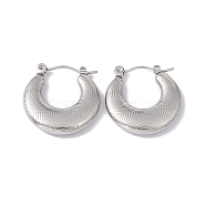 304 Stainless Steel Croissant Hoop Earrings for Women, Stainless Steel Color, 20.5x20x3.5mm, Pin: 0.7mm(EJEW-G314-06P)