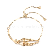 Adjustable Braided Brass Macrame Pouch Cable Chain Slider Bracelet Making, with 201 Stainless Steel Heart, Real 18K Gold Plated, Inner Diameter: 2-7/8 inch(7.3cm), pouch: 19.5x20mm(BJEW-JB10285-02)