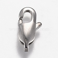316 Surgical Stainless Steel Lobster Claw Clasps, Manual Polishing, Stainless Steel Color, 13x6.5x3.5mm, Hole: 2x1.5mm(STAS-Z013-01B)
