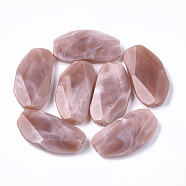 Acrylic Beads, Imitation Gemstone, Faceted, Pea, Rosy Brown, 31x16.5x6mm, Hole: 1.2mm(X-OACR-S022-27B)