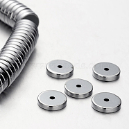Electroplate Non-magnetic Synthetic Hematite Beads Strands, Heishi Beads, Disc/Flat Round, Silver Plated, 10x2mm, Hole: 1mm, about 198pcs/strand, 15.7 inch(G-F300-17B-01)