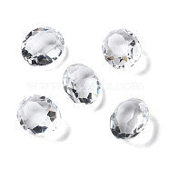 Transparent Glass Rhinestone Cabochons, Faceted, Pointed Back, Oval, Clear, 10x8x5mm(RGLA-B003-04A-09)