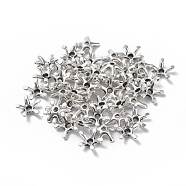 Tibetan Silver Bead Caps, Lead Free & Cadmium Free, Flower, Antique Silver, about 8.5mm in diameter, Hole: about 1mm(AB127)