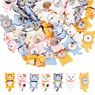 48Pcs 6 Style Cat Shape Resin Push Pins, with Iron Pins, Thumbtack, for Home School Office Notice Board Cork Board, Mixed Color, 26x15mm, Pin: 1mm, 8pcs/style(AJEW-AB00178)