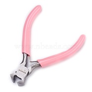 45# Carbon Steel Jewelry Pliers, End Cutting Pliers, Ferronickel, Pink, 98.5x77x9mm(PT-L007-14F)