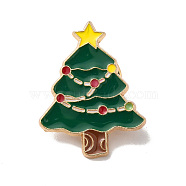 Christmas Theme Enamel Pin, Golden Alloy Brooches for Backpack Clothes, Christmas Tree, 25.5x20x1.5mm(XMAS-R001-01G)