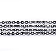 Handmade 304 Stainless Steel Cable Chains, Soldered, with Spool, Flat Oval, Electrophoresis Black, 2.5x2x0.5mm, about 65.61 Feet(20m)/roll(STAS-P213-01B-01)