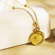 Elegant stainless steel moon pendant necklace for daily wear, suitable for ladies., 16.14 inch(41cm)(EY8350-1)