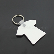 Sublimation Double-Sided Blank MDF Keychains, with Cloth Shape Wooden Hard Board Pendants and Iron Split Key Rings, Platinum, 5.5x4.8x0.3cm(ZXFQ-PW0001-043)