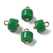 Acrylic Pendants, with Brass Loops, Column, Green, 12.5x8.5mm, Hole: 2.5mm(MACR-C033-11B)