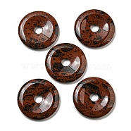 Natural Mahogany Obsidian Pendants, Donut/Pi Disc Charms, 50x6.5~7.5mm, Hole: 10mm(G-P532-01A-26)