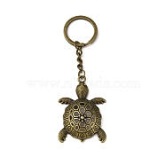 Tortoise Alloy Keychain, with  Iron Findings, Antique Bronze, 11.1cm, Tortoise: 56x37x11mm(KEYC-WH0029-27AB)