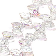 Electroplate Glass Beads Strands, Leaf, Clear AB, 11x7x4mm, Hole: 0.8mm, about 100pcs/strand, 23.15~23.50''(58.8~59.7cm)(EGLA-B004-02A-HAB01)
