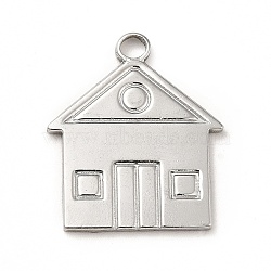 201 Stainless Steel Pendants, House Charms, Stainless Steel Color, 23x19.5x1.5mm, Hole: 2.5mm(STAS-H172-15P)