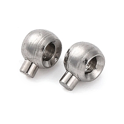 Ion Plating(IP) 304 Stainless Steel Crimp Beads, Round, Platinum, 4.5x3.5x2.5mm, Hole: 1mm(STAS-P373-02P)