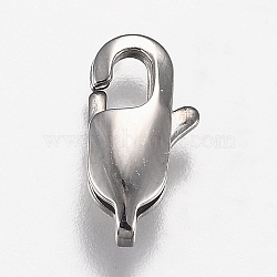 Tarnish Resistant 316 Surgical Stainless Steel Lobster Claw Clasps, Manual Polishing, Stainless Steel Color, 13x6.5x3.5mm, Hole: 2x1.5mm(STAS-Z013-01B)