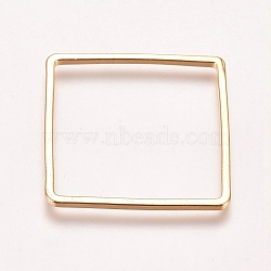 Brass Linking Rings, Square, Real 18K Gold Plated, Side Length: 20x20x1mm, Diagonal Length: 27mm, Inner Diameter: 19x19mm(KK-WH0033-37G)