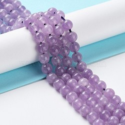 Dyed Natural Malaysia Jade Beads Strands, Round, Lilac, 6mm, Hole: 1mm, about 31pcs/strand, 7.48 inch(19cm)(G-G021-02A-05)