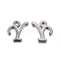 Gunmetal Plated Alloy Letter Pendants, Rack Plating, Cadmium Free & Lead Free, Letter.Y, 13x10x2mm, Hole: 1.5mm(PALLOY-J718-01B-Y)